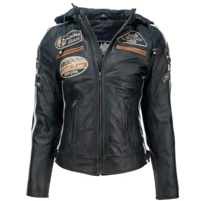 Obrázek URBAN 5884 Motorradjacke Damen Mit Protektoren, Damenjacke aus Lammleder, Protektoren für Rücken, Schultern und Ellenbogen