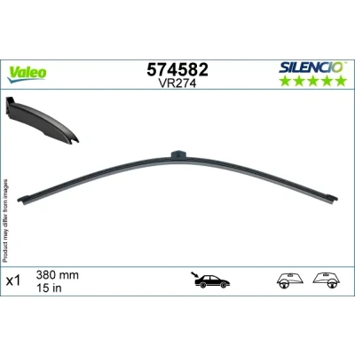 Obrázek VALEO Silencio Wischer VR274 Hohe Leistung, hervorragende Rundumsicht, einfache Montage Original Flachblatt 380mm Hinten Beinhaltet: 1 Wischblatt 574582