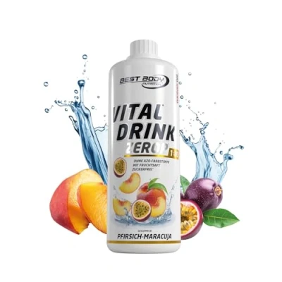 Obrázek Best Body Nutrition Vital Drink ZEROP® broskvová maracuja, originální nápojový koncentrát sirup bez cukru, 1:80 vydává 80 litrů hotového nápoje, 1000 ml