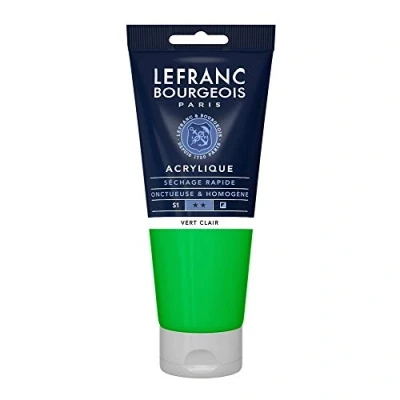 Obrázek Lefranc Bourgeois akrylová barva 300380 Fine světle zelená, tuba 200 ml, krémová na vodní bázi, rychleschnoucí, stálá světle, voděodolná
