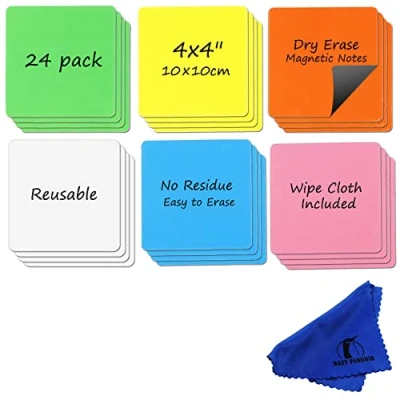 Obrázek Kühlschrank Scrum Magnete Beschreibbar 24 Stück 10x10cm Whiteboard Magnetische Etiketten Magnetstreifen Kleine Magnetsschilder zum Beschriften für Zuhause, Büro, Kanban und Schule