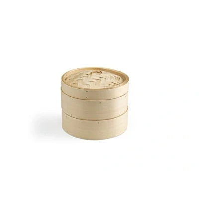 Obrázek Ken Hom KH506 Bambus Dampfgarer, 20cm, Excellence, Asiatischer Dämpfkorb Mit 2 Etagen, für Dim Sum, Gemüse, Fleisch, Deckel und Dampfkorb, Nicht spülmaschinenfest