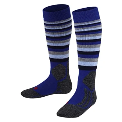 Obrázek FALKE Unisex dětské SK2 Stripes lyžařské ponožky středně silné polstrování proti foukání podkolenky pro lyžování prodyšné rychleschnoucí regulující klima, vlna zabraňující zápachu funkční