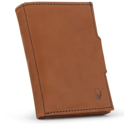 Obrázek DONBOLSO Portmonka NextGen BusinessLine I Slim Wallet Kůže Pouzdro na karty Mini peněženka pro dámy a pány, hnědá Vintage, S přihrádkou mince M