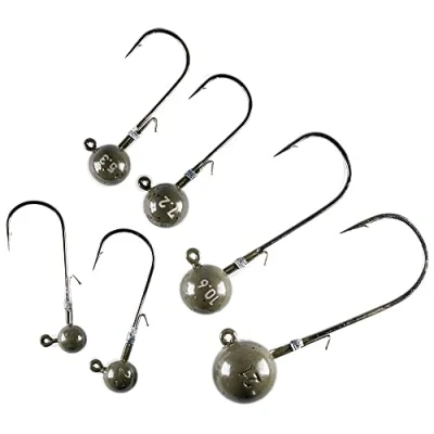 Obrázek Tungsten Jig Heads, LMAB sada bezolovnatých háčků bez obsahu olova, pro gumové ryby a návnady, k rybaření okounů, candátů štiek, všechny velikosti hmotnosti (velikost háčku 2, 5,3 gramu)