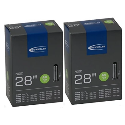 Obrázek Schwalbe Unisex Adult AV17 vnitřní trubice, černá, 28 &amp; quot; 2dílná sada, 27,5&quot;/ 40 mm AV