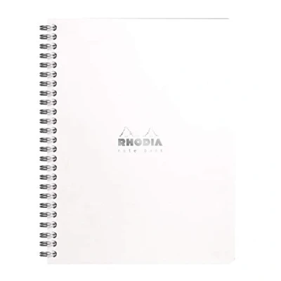 Obrázek Rhodia 193461C zápisník (s dvojitou spirálou, linkovaný, mikroperforovaný, DIN A5+ 160 x 210 mm, 80 g, listů), 1 kus, bílý