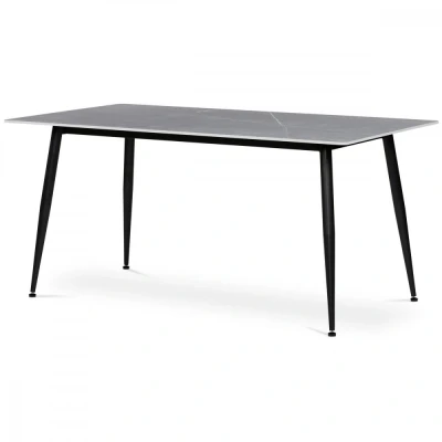 Obrázek Stůl jídelní 160x90x76 cm, deska slinutý kámen v imitaci matného mramoru, černé kovové nohy HT 406M GREY