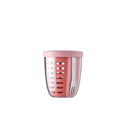 Obrázek Mepal Hrnec na ovoce a zeleninu Ellipse nádoba ideální pro cestách Box s vidličkou &amp; sítkem Meal Prep víkem 600 ml Vivid Mauve
