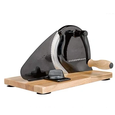 Obrázek Zassenhaus Stroj na krájení chleba CLASSIC černý čepel Solinger Tloušťka řezu: 1 18 mm Prkno a klika z bukového dřeva Rozměry: 30 x 25,5 19 cm