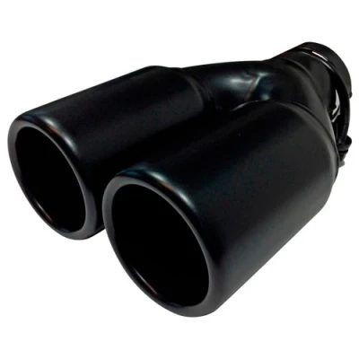 Obrázek AUTO STYLE Endrohr Stahl/Schwarz 2x rund 76mm Länge 220mm 45 60mm Anschluß