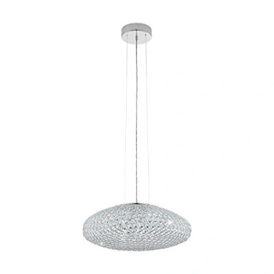 Obrázek EGLO závěsné svítidlo Clemente, závěsná lampa se 3 žárovkami, elegantní, z oceli a křišťálu v chromu, čiré, na jídelní stůl, do obývacího pokoje s objímkou E27