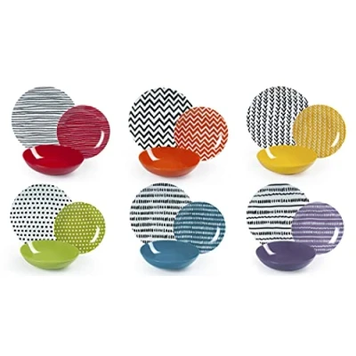 Obrázek Excelsa 62495 Crazy Line Tafelservice, 18 teilig, Porcelain, mehrfarbig Stk