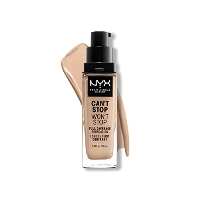 Obrázek NYX Professional Makeup Can&#039;t Stop Won&#039;t Full Coverage Foundation, Dlouhotrvající, voděodolný, veganská receptura, matovaná pleť, barevný odstín: Light ivory