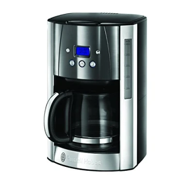 Obrázek Russell Hobbs kávovar [digitální časovač, sprchová hlavice pro optimální extrakci a aroma] Luna šedá (max. 12 šálků, 1,5l skleněná konvice, deska na udržování teploty, 1000 W) překapávanou