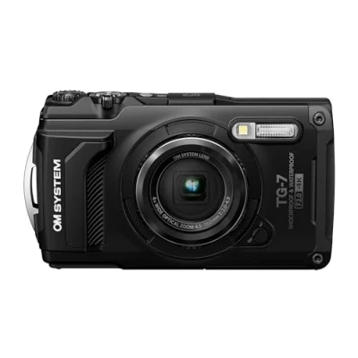 Obrázek OM SYSTEM Tough TG 7 černý digitální fotoaparát, vodotěsný, nárazuvzdorný, podvodní a makro nahrávací režimy, 4K video, 4násobný širokoúhlý zoom (nástupnický model Olympus 6)
