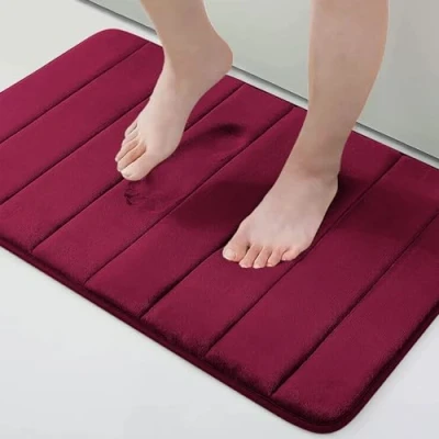 Obrázek Homaxy Paměťová pěna Koupelnový koberec savý protiskluzová koupelnová předložka omyvatelná rohož 41 x 61 cm, vínově červená