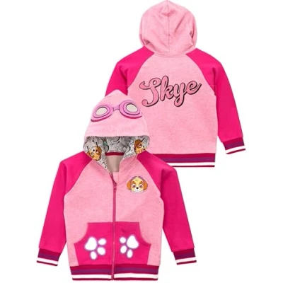Obrázek PAW PATROL svetr dívky Skye Zip Hoodie Třpytivý s kapucí pro děti, růžová