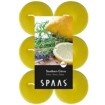 Obrázek SPAAS 12 Maxi Teelichter, ± 10 Stunden Southern Citrus, D 58 mm x H 24 mm, Herbst Gelb