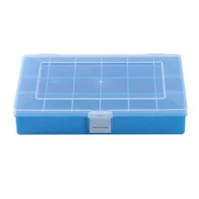 Obrázek hünersdorff Krabička na sortiment PP Compact s 18 přihrádkami stabilní třídicí box šrouby a jiné malé díly pevné rozdělení přihrádek 17 x 25 4,6 cm, modrá, matná