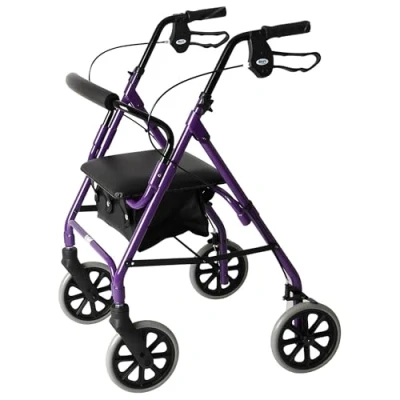 Obrázek Days Lightweight Folding Four Wheel Rollator Walker with Padded Seat, Lockable Brakes, Ergonomic Handles, and Carry Bag, Mobility Aids, Medium, Purple