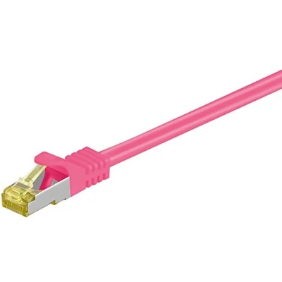 Obrázek Goobay 91569 RJ45 Patchkabel CAT 6A S/FTP (PiMF) mit 7 Rohkabel / 500 MHz Netzwerkkabel Internetkabel RJ 45 Stecker LAN Kabel Magenta 0,25m
