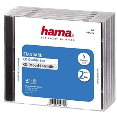 Obrázek Hama Dvojitý obal na CD (balení 5 ks, standard) obaly transparentní černé