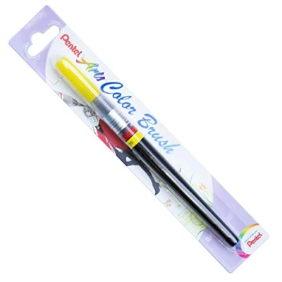 Obrázek Pentel XGFL 105X Colour Brush, jedinečný štětec naplněný akvarelovým inkoustem, žlutý, 17,5 x 1,3 cm