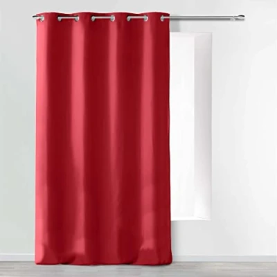 Obrázek Douceur d&#039;Intérieur Absolu závěs s očky, mikrovlákno, jednobarevný, polyester, červená, 140 cm x 260