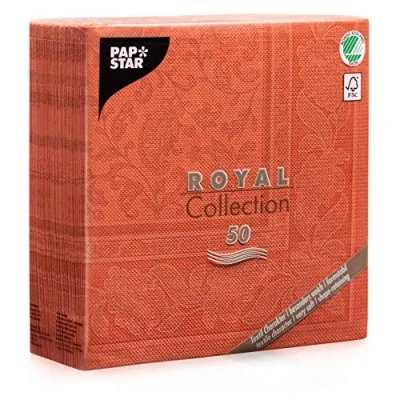 Obrázek Papstar, 50 ubrousků &quot;ROYAL Collection&quot; 1/4 Falz 40 cm x terakota &quot;Ornaments&quot;, #11680