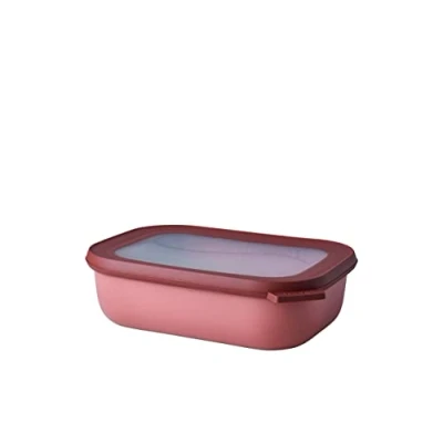 Obrázek Mepal Multi Bowl Cirqula Rectangular dóza na zásoby s víkem Vhodný jako vzduchotěsný úložný box do ledničky, nádobí mikrovlnné trouby a dózy uchovávání potravin 1000 ml Vivid