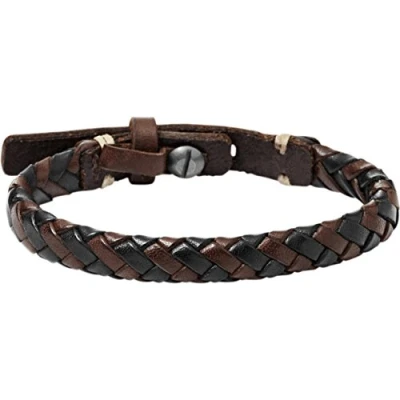 Obrázek Fossil Pánský náramek Casual Texture z kůže nebo ušlechtilé oceli s magnetickým zapínáním přezkou, Kůže, Bez