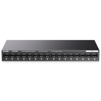 Obrázek Tenda TEG1116M 16 portů Gigabit Switch nespravovaný LAN síťový přepínač (LAN, montáž na desktop/stěnu, bez ventilátoru, Plug and Play, kovové pouzdro, černá)