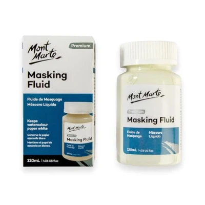 Obrázek Mont Marte Maskovací tekutina pro akvarely 120 ml Masking Fluid k zakrytí stírací krep přesné hrany lehce nažloutlý odstín
