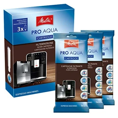 Obrázek Melitta Filtrační patrony pro Aqua (3 náplně) filtr vodního kamene plně automatické kávovary, zabraňují usazování a snižují škodlivé látky nejlepší chuť kávy