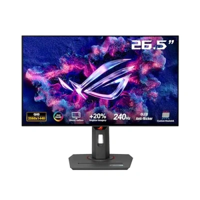 Obrázek ASUS ROG Strix OLED XG27AQDMG 27 Zoll WQHD Gaming Monitor 240 Hz, 0.03ms GtG, G Sync, FreeSync, AdaptiveSync, DisplayHDR 400 TB 10 bit OLED, 16:9, 2560x1440, DP 1.4 DSC, HDMI, USB Hub, Ergo