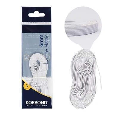 Obrázek KORBOND, Bílý 110370 elastický pásek, 6 mm x 3 m, polyesterová směsová tkanina