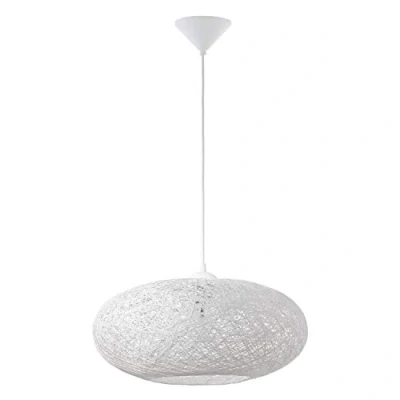 Obrázek EGLO závěsné svítidlo Campilo, závěsná lampa s 1 žárovkou, z textilních vláken a plastu, na jídelní stůl v bílé barvě, do obývacího pokoje objímkou E27, Ø 45 cm