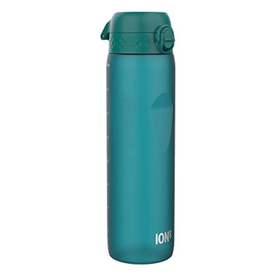 Obrázek Ion8 1litrová láhev na pití, 1000 ml, zabezpečené proti protékání, jednoruční otvor, bezpečné uzavírání, lze mýt v myčce, bez BPA, držadlo, snadné čištění, ideální pro sport a fitness studio, Aqua