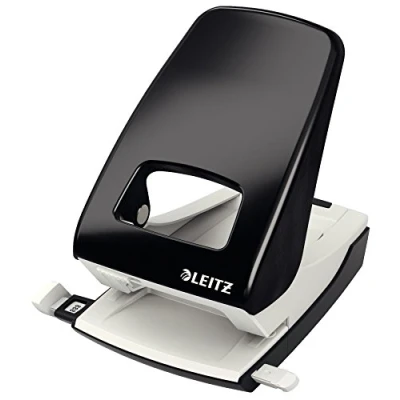 Obrázek Leitz Silná kancelářská děrovačka z kovu, na 40 listů, doraz s údaji o formátu, ergonomický design, černá, 51380095