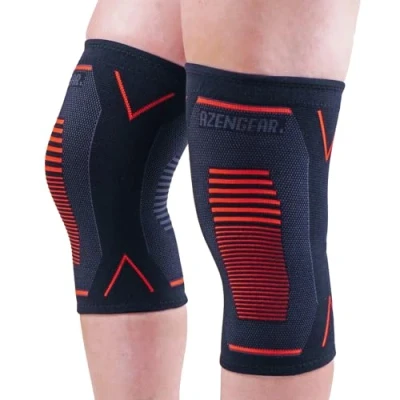 Obrázek aZengear Kniebandage (Paar) Kompressionskniebandage für Gelenkschmerzen, Bänderverletzungen, Meniskusriss, Arthritis, Laufen, Kniebeugen (M)