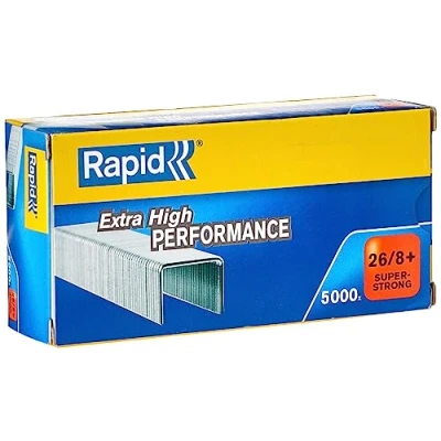Obrázek Rapid sponky Super silná N 26, délka 8,5 mm, 5000 sponky, spona Do sešívačky 60 Folio, pozinkovaná ocel drát, 24862200
