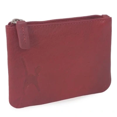 Obrázek Catwalk Collection Handbags Dámská kožená Peněženka na mince malá/mini RFID Blocker dárková krabička Mimi, Červená stříbrná barva,