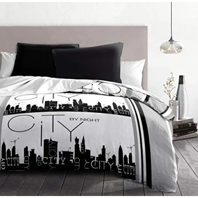 Obrázek Home Linge Passion City by Night Bettwäsche Sets, Mikrofaser, grau schwarz weiß, 220 x 240 cm, 3
