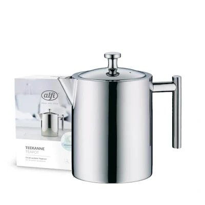 Obrázek alfi TEA POT 1,40 l, izolační konvice z ušlechtilé oceli se sítkem na čaj a čajem, jednostěnná nerezová ocel, termoska s dlouhou životností, ideální jako čajová sypaný čaj, vhodná do myčky