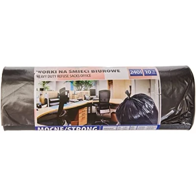 Obrázek Office Products 22021252 05 Pytel na odpadky 240 l 10 kusů silně odolný proti roztržení LDPE pytle Odpadní do kanceláře Barva: Černá Tloušťka fólie: