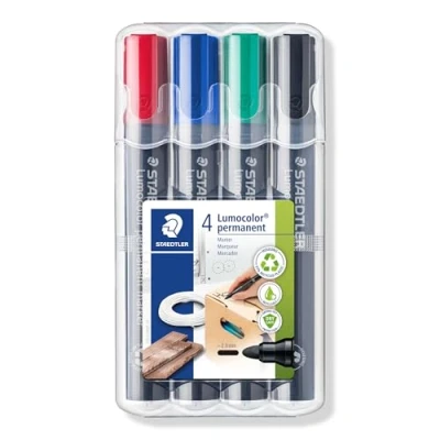 Obrázek STAEDTLER 352 WP4 Lumocolor permanentní popisovač 4 kusy v nastavitelném boxu Box, tříděné