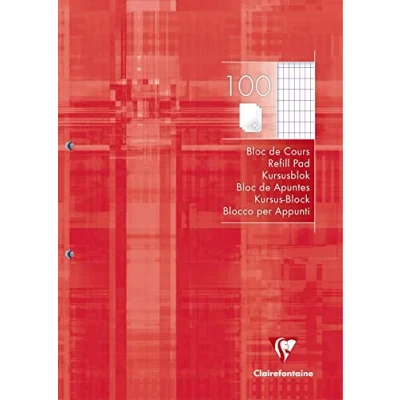 Obrázek Clairefontaine 5813C blok kurzu (se 100 listy, kosočtverec s okrajem, DIN A4, 21 x 29,7 cm, ideální do školy) 1 kus bílý