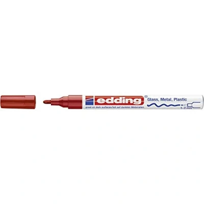 Obrázek edding 751 Lesklý lakový popisovač červený 1 kulatý hrot 12 mm laková tužka na sklo, kámen, dřevo, plast a papír voděodolná, silně kryjící