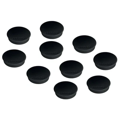 Obrázek FRANKEN magnety kulaté, 10 kusů, vysoce kvalitní pro kancelář, domácnost, dílnu, ideální bílé tabule, chladničku, plantáže nebo vitríny, 38 mm, černé, HM38